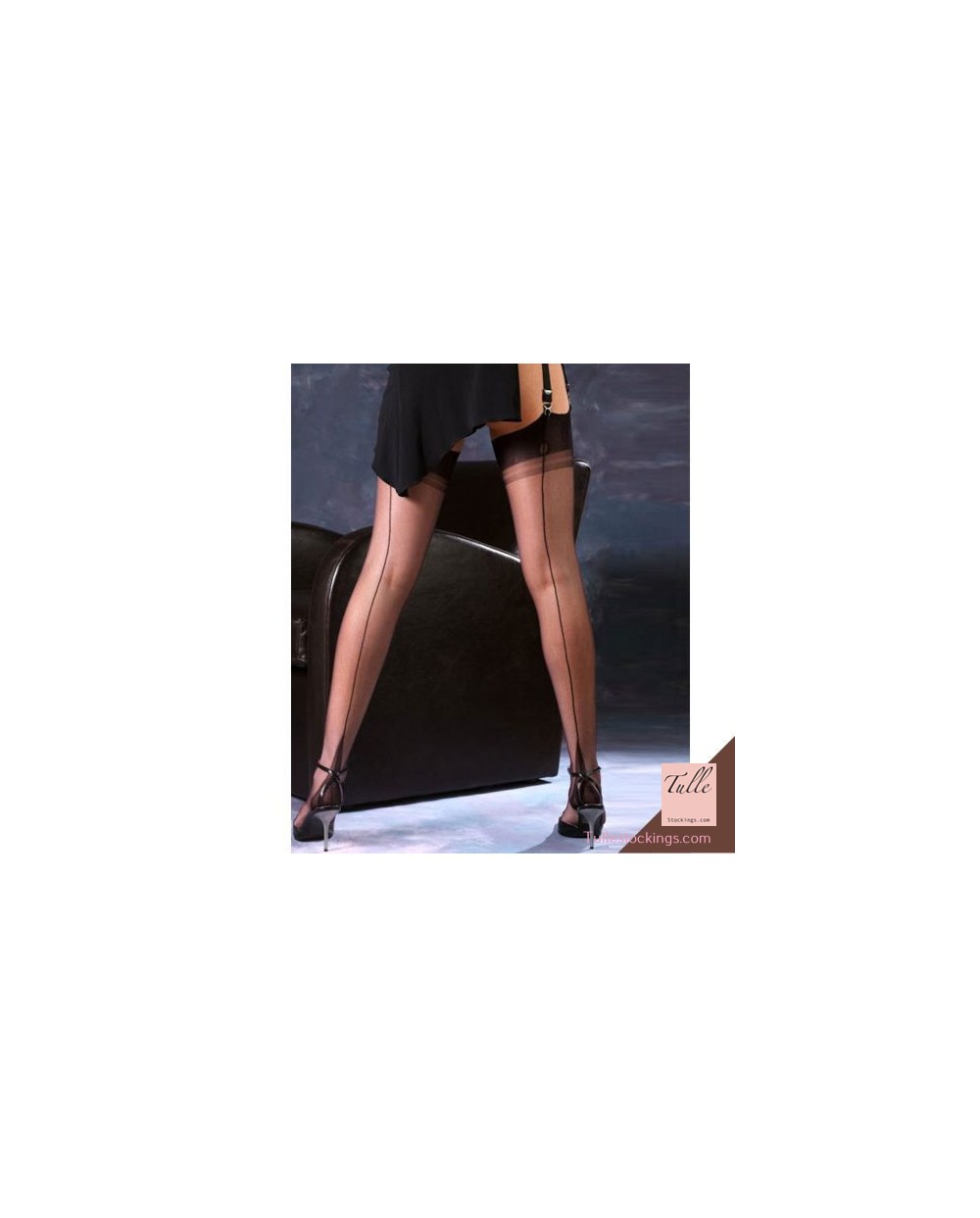 Pończochy nylonowe FF Tulle stockings Eiffel DUBAI CHOCOLATE