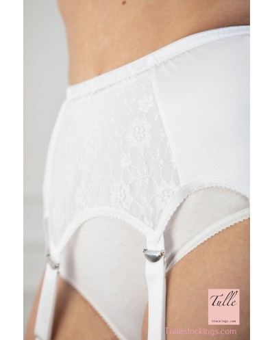 Pas do pończoch nylonowych 8 Strap Lace Front Ivory/White