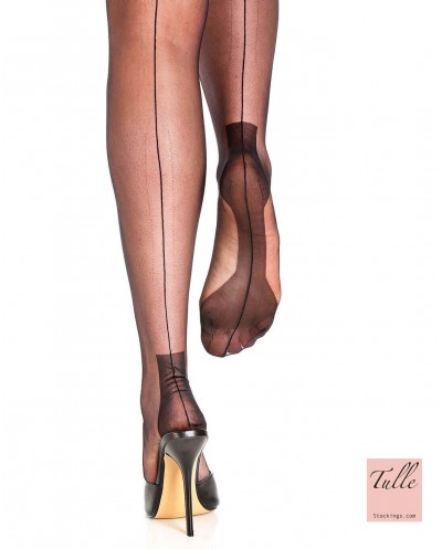 Pończochy nylonowe FF Tulle stockings Vintage heel