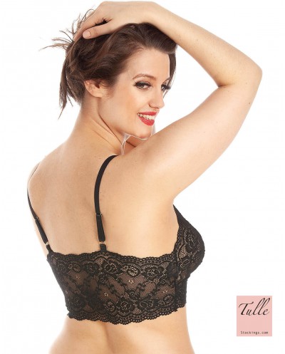 Luksusowy czarny biustonosz bez fiszbin  Tulle Bralette